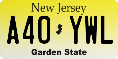 NJ license plate A40YWL