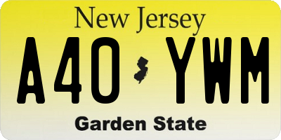 NJ license plate A40YWM