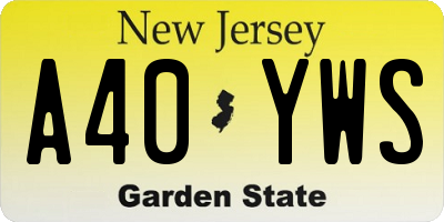 NJ license plate A40YWS