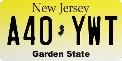 NJ license plate A40YWT