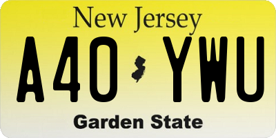 NJ license plate A40YWU
