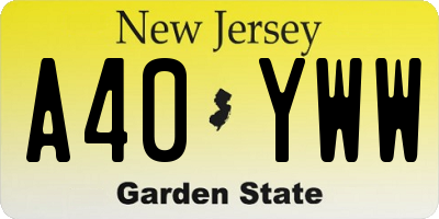 NJ license plate A40YWW