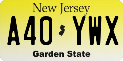 NJ license plate A40YWX