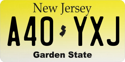 NJ license plate A40YXJ