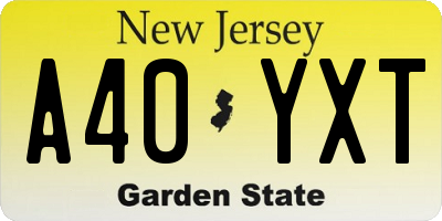 NJ license plate A40YXT