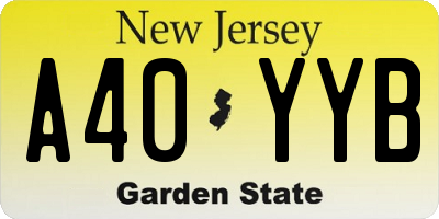 NJ license plate A40YYB