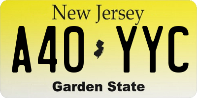 NJ license plate A40YYC