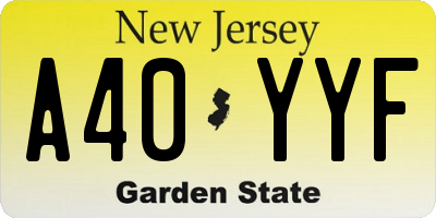 NJ license plate A40YYF