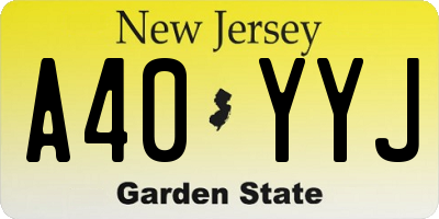 NJ license plate A40YYJ