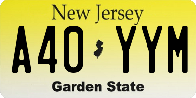 NJ license plate A40YYM