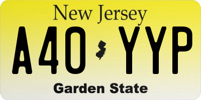 NJ license plate A40YYP