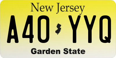 NJ license plate A40YYQ