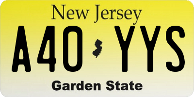 NJ license plate A40YYS