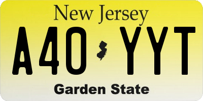 NJ license plate A40YYT