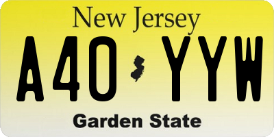 NJ license plate A40YYW