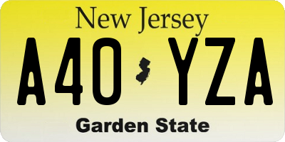 NJ license plate A40YZA