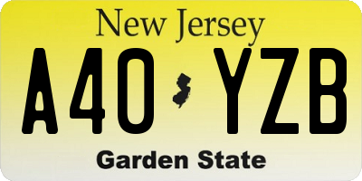 NJ license plate A40YZB