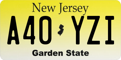 NJ license plate A40YZI