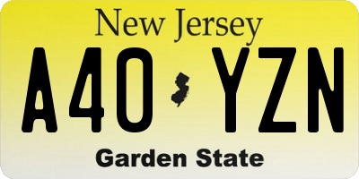 NJ license plate A40YZN