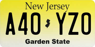 NJ license plate A40YZO