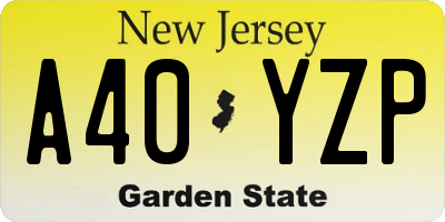 NJ license plate A40YZP