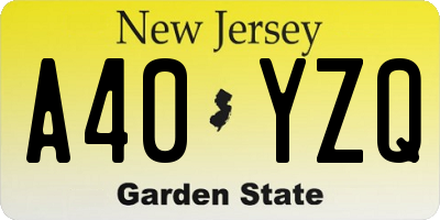 NJ license plate A40YZQ