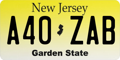 NJ license plate A40ZAB