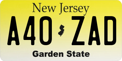NJ license plate A40ZAD