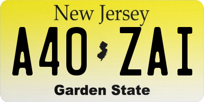 NJ license plate A40ZAI