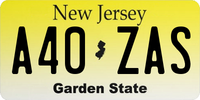 NJ license plate A40ZAS