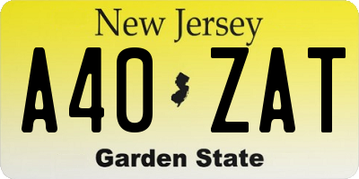NJ license plate A40ZAT