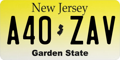 NJ license plate A40ZAV