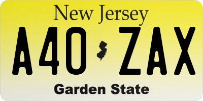 NJ license plate A40ZAX