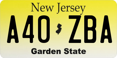 NJ license plate A40ZBA