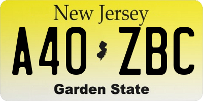 NJ license plate A40ZBC