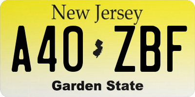 NJ license plate A40ZBF