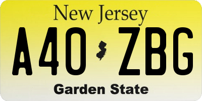NJ license plate A40ZBG