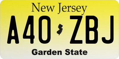 NJ license plate A40ZBJ