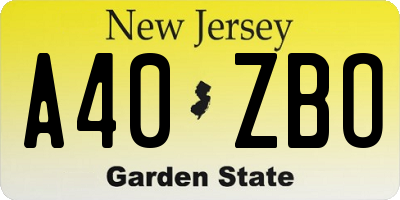 NJ license plate A40ZBO