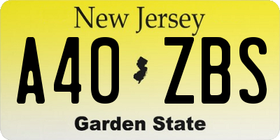 NJ license plate A40ZBS