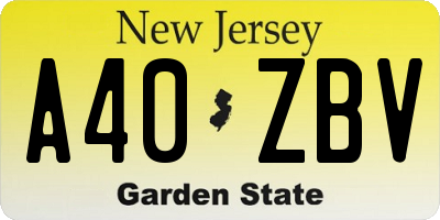 NJ license plate A40ZBV