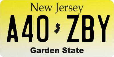 NJ license plate A40ZBY
