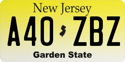 NJ license plate A40ZBZ
