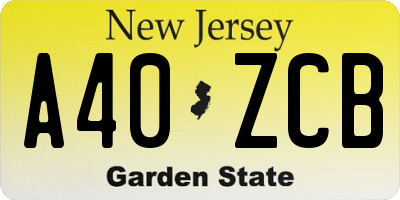 NJ license plate A40ZCB