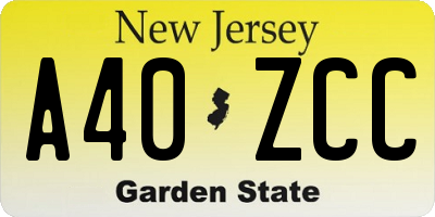 NJ license plate A40ZCC