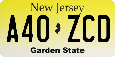 NJ license plate A40ZCD