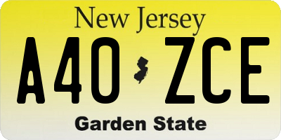 NJ license plate A40ZCE