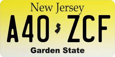 NJ license plate A40ZCF