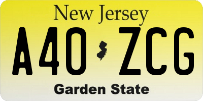 NJ license plate A40ZCG