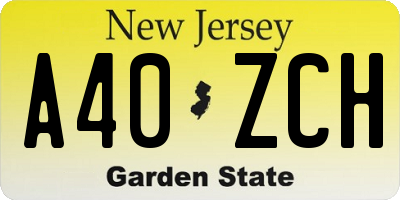NJ license plate A40ZCH
